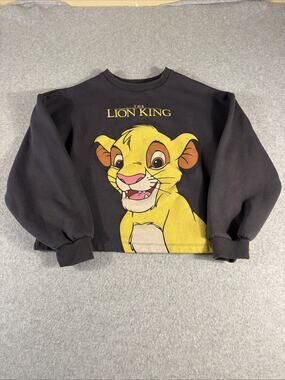 Lion King Simba Crop Sweater Women’s Size S Black Disney Graphic Pullover
